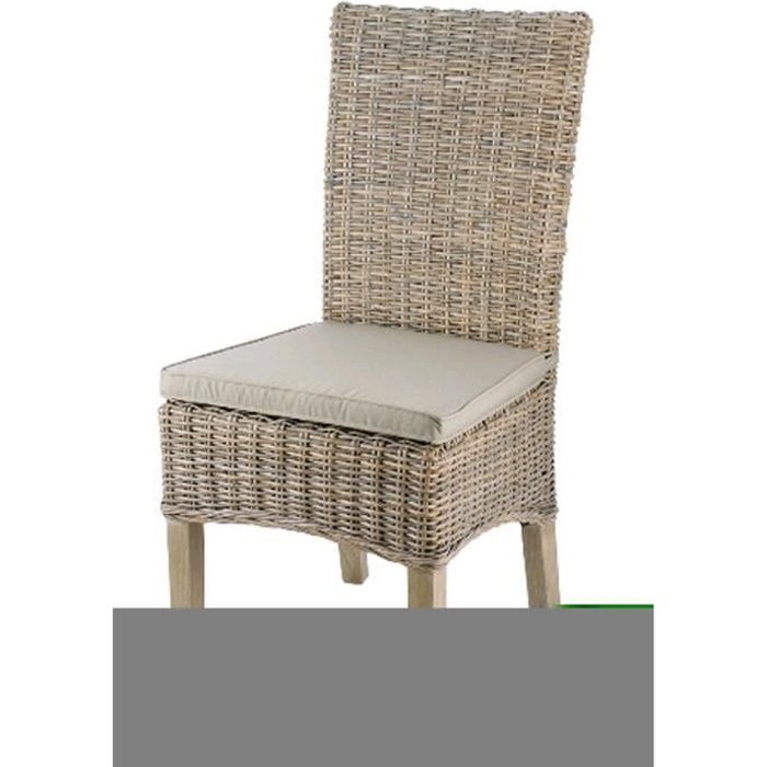Chaise en rotin coloris taupe - Dim : L 48 x P 57 x Ht 105 x Ht Ass 46 cm