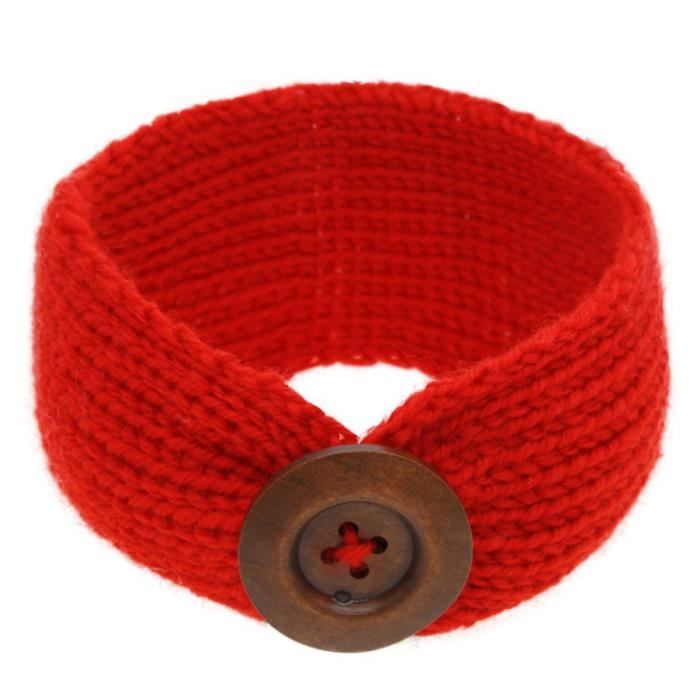 Baby Knitting Infant Girl Button Bandeaux Head Wrap Bande de noué (Rouge BANDEAU - SERRE-TETE - HEADBAND - HAIRBAND