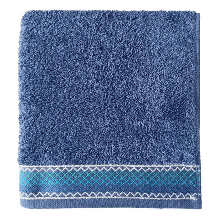 SANTENS Serviette de toilette 100 % Coton Orka - 50 x 100 cm - Bleu foncé