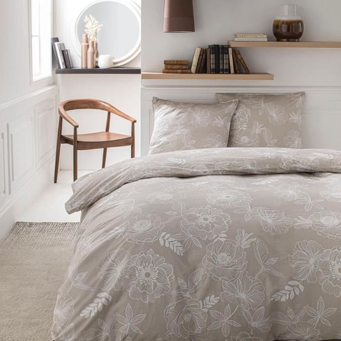 Housse de couette 240x260 Sunshine Isara + 2 taies 100% coton 57 fils Lin