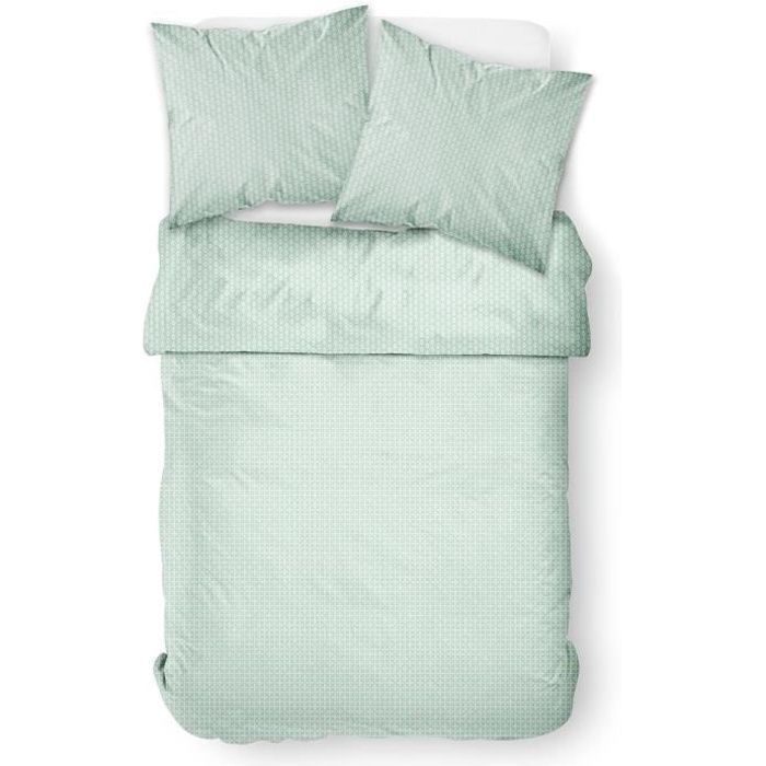 TODAY Parure de lit Scandi - 1 housse de couette 140 x 200 cm + 1 Taie d'Oreiller 63 x 63 cm - 100% Coton 57 Fils - Vert TODAY