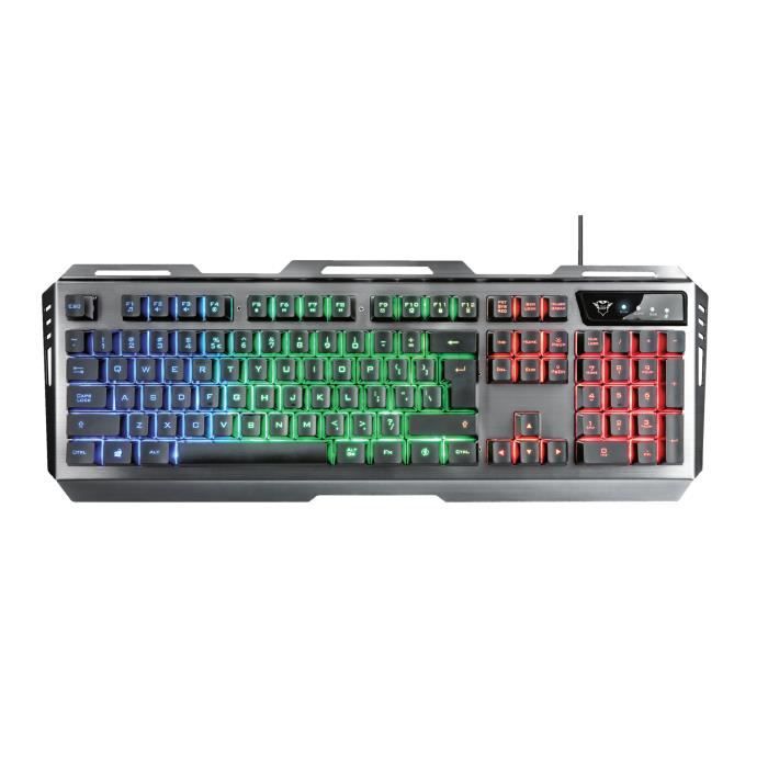Trust GXT 845 Tural, Avec fil, USB, Clavier à membrane, LED RGB, Noir, Souris incluse