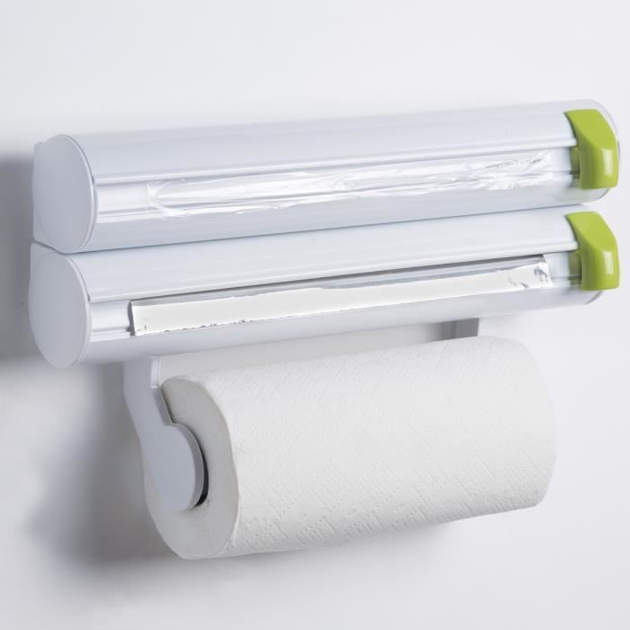 Distributeur d'essuie tout, dérouleur mural triple rouleaux Blanc
