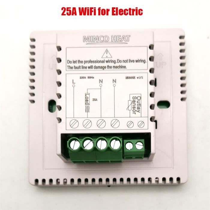 25A WiFi Type -230V 3A 16A 25A régulateur de température écran d'affichage à cristaux liquides Wifi Tuya App Thermostat d'ambiance P