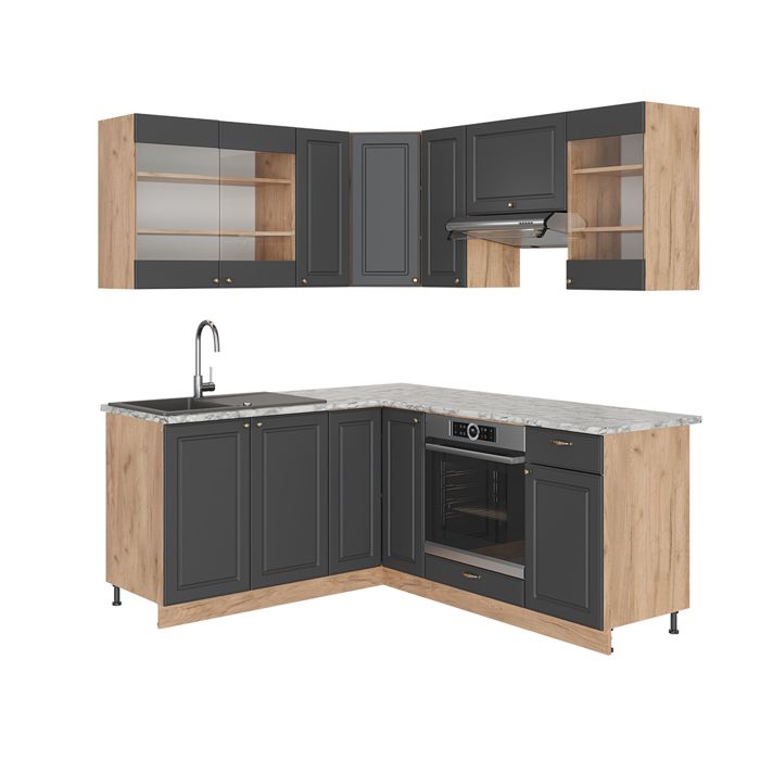 Vicco Cuisine en angle Fame-Line, Vert et or campagne/anthracite