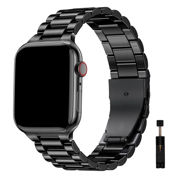 Bracelet métallique en acier inoxydable Noir compatible avec Apple Watch 42mm 44mm 45mm 49mm + Kit outils - Yuan Yuan - Bracelet métallique en acier inoxydable Noir compatible avec Apple Watch 42mm 44mm 45mm 49mm + Kit outils - Yuan Yuan -
