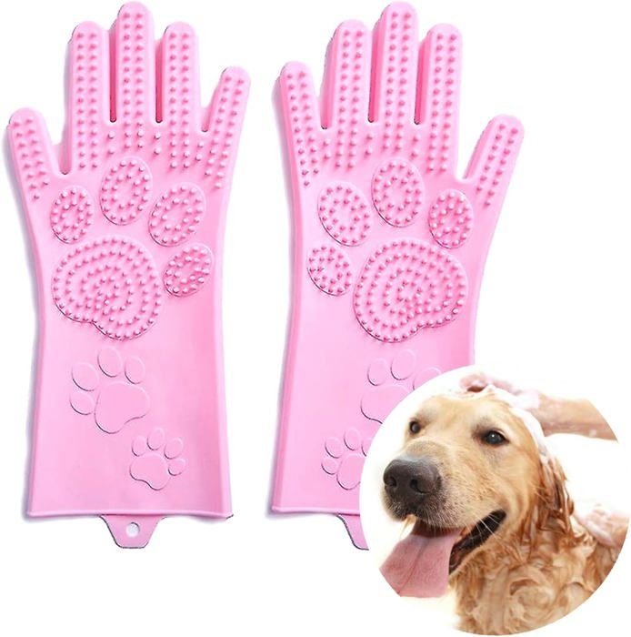 Meilleurs prix pour Brosse pour chien et gant magique de toilettage, gants de bain avec brosse à shampoing pour chien et chat, gants de douche