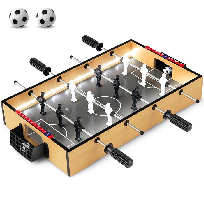 Mini babyfoot, table de baby-foot, en MDF, 22 joueurs, 2 balles, 2