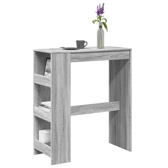 vidaXL Table de bar avec étagères sonoma gris bois dingénierie table de pub table haute table de tabouret de bar table 854378