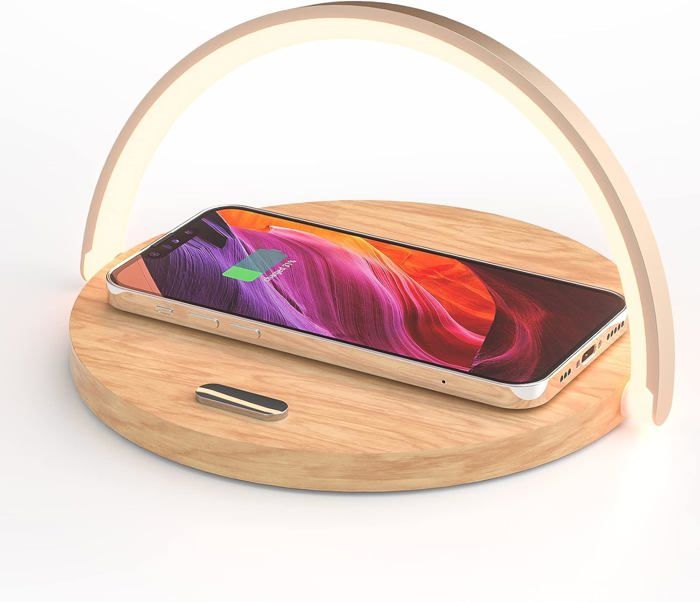 Lampe de Chevet Chargeur sans Fil Veilleuse Tactile à Intensité Variable avec 3 Niveaux de Iuminosité
