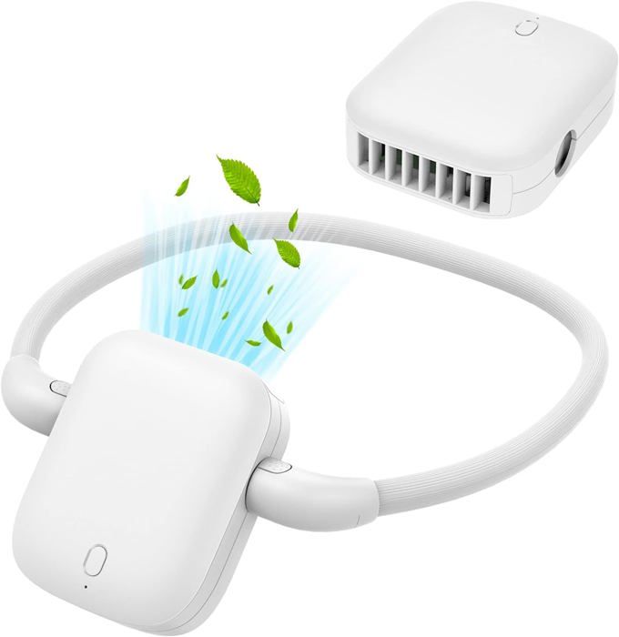 Ventilateur de cou ventilateur portable USB 2 en 1 3 vitesses rechargeable mains libres clip de taille collier - Aiperq