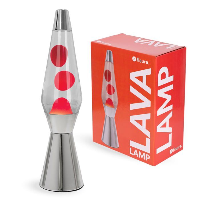 Lampe à lave Fisura rouge chromée 40 cm - 2 ampoules incluses