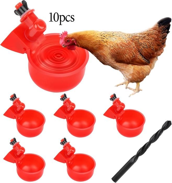 Comparer les prix de POULAILLER Kit Abreuvoir Automatique DIY 10 Pièces avec Scie à Trou pour Poussins, Cailles et Canards
