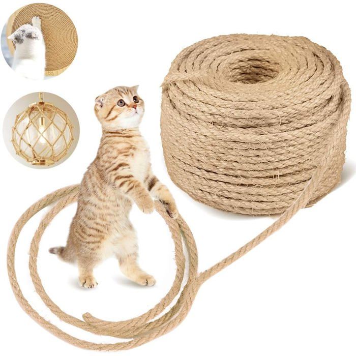 Corde en sisal naturel pour réparation et remplacement de griffoirs arbres à chat griffoirs darbre 6 mm x 15 m jardin