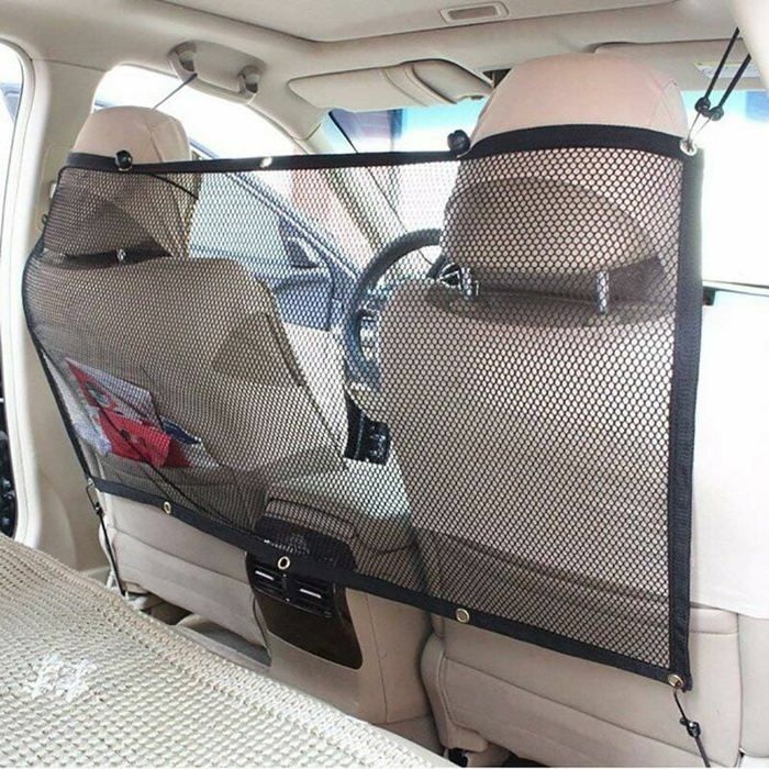 Filet pour Voiture pour Animaux Portable Filet de Protection Voiture Séparation pour Chien Chat Filet avec Crochets et C Étiquette