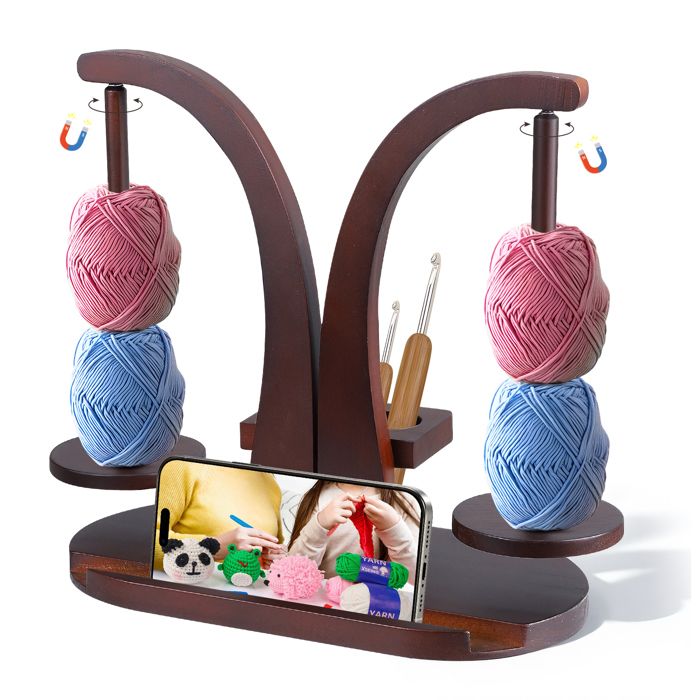 Support Pelote De Laine En Bois, Dévidoir De Laine Avec Porte-Téléphone