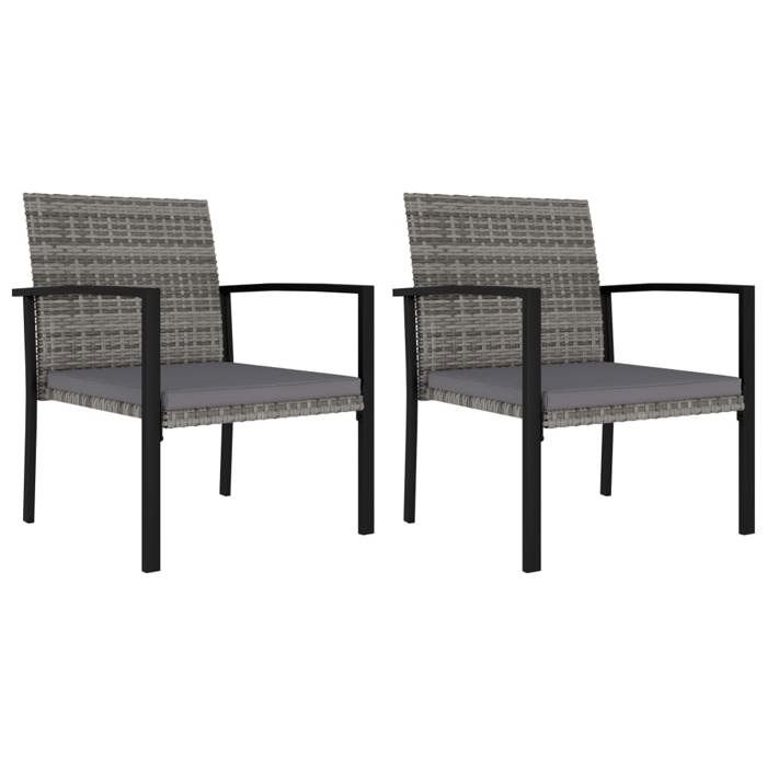 Lemon 2 Pcs chaises de balcon Chaises à ma Chaises à manger de jardin lot de 2 Résine tressée Gris ABHT 2012013