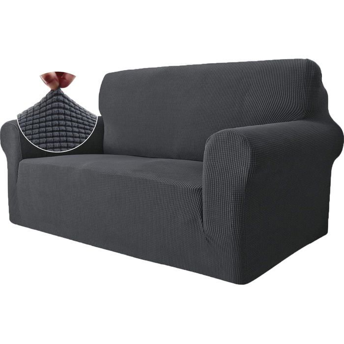 Housse Canapé 2 Places avec Accoudoirs Universelle Protection Chat Chiens Griffures Housse Fauteuil Antidérapante Gris