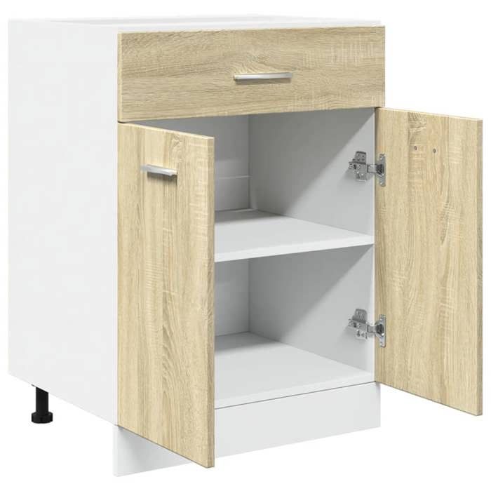 Moderne Placard à tiroirs Lyon SWEETY Armoire base de cuisine Chêne Sonoma 60x46x815 cm bois dingénierie BB1302