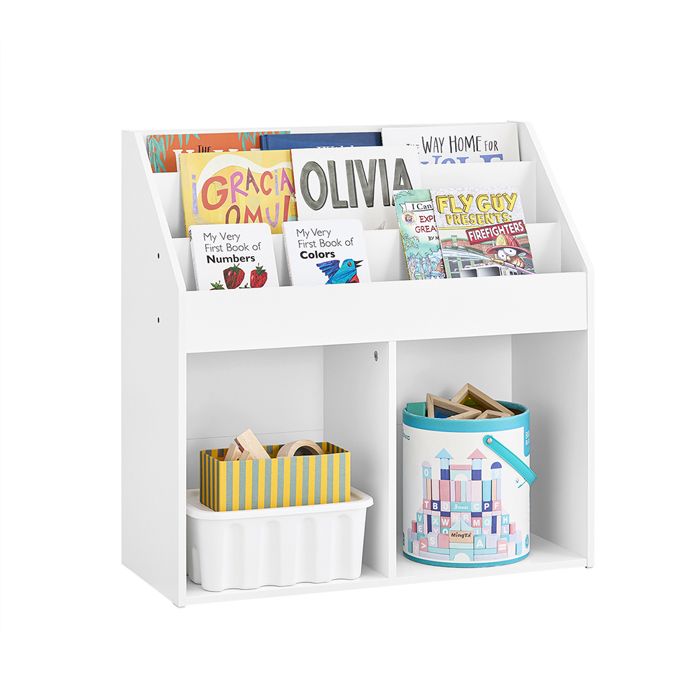 Bibliothèque Montessori pour enfants - SOBUY - 68x30x68 cm - 3 étagères - 2 armoires ouvertes - Blanc Bibliothèque Montessori pour enfants - SOBUY - 68x30x68 cm - 3 étagères - 2 armoires ouvertes - Blanc