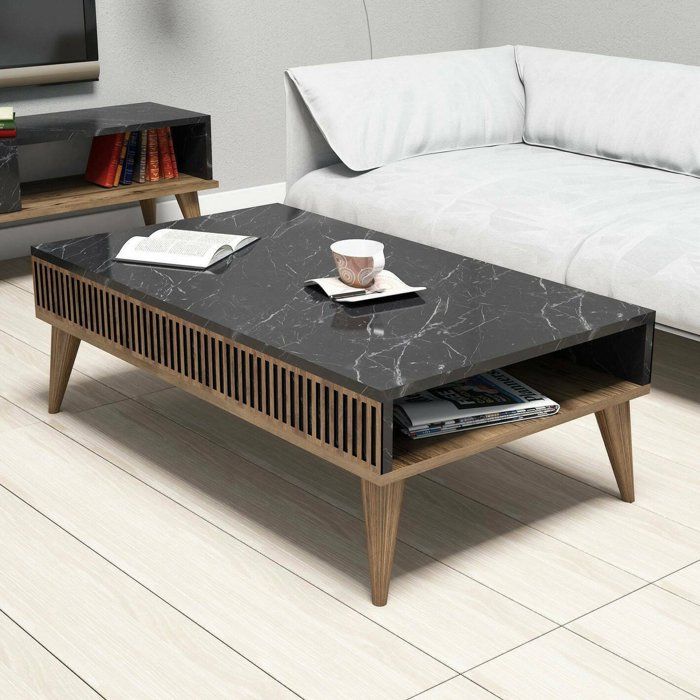 Table Basse Canazei Dmora Bois Mélaminé Marron Noyer 60x105x346h cm Table Basse Canazei Dmora Bois Mélaminé Marron Noyer 60x105x346h cm