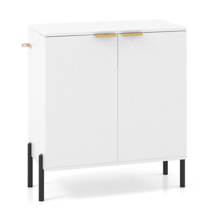 Buffet - HELLOSHOP26 - Lot de 2 - 70x37x78 cm - Blanc - Aluminium - Anti-basculement