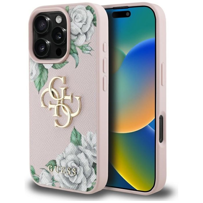Coque Guess Hardcase 4G Grained Roses Big Logo pour iPhone 16 Pro Max - Pink
