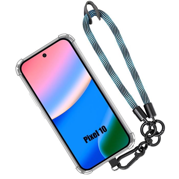 Coque pour Google Pixel 10 Protection Silicone Anti-Rayures avec Dragonne Amovible Bleue