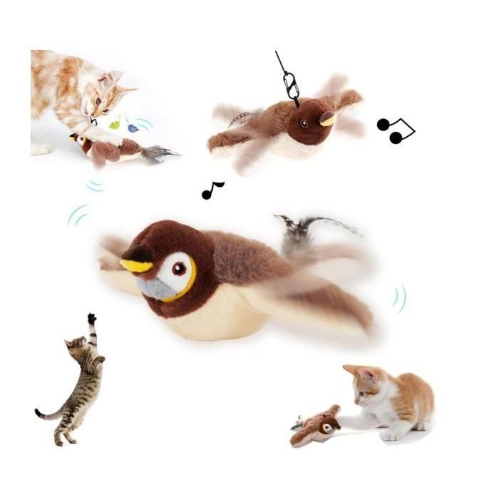 Comparer les prix de Oiseau Volant pour Chat Jouet Chat Interactif Oiseau Battant et Gazouillant Rechargeable for Chats Dintérieur (Moineau) VOLIERE