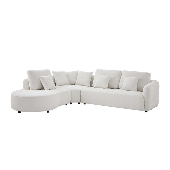Canapé dangle gauche en tissu texturé blanc cassé LOMESI
