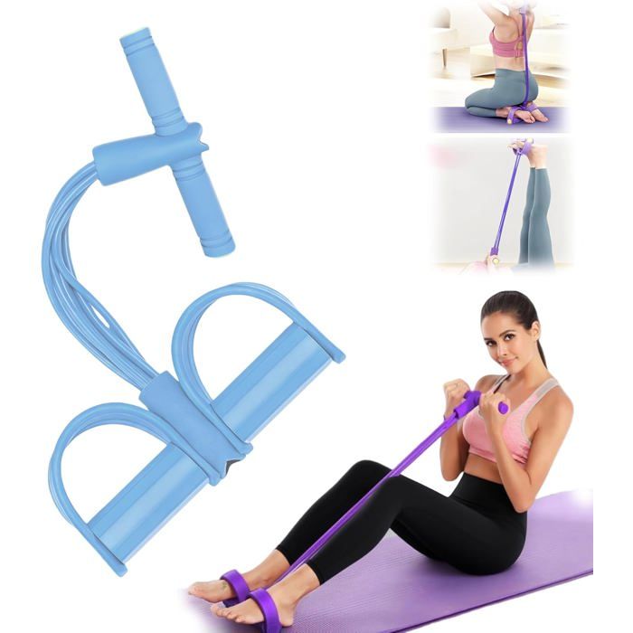 Bande de Résistance Musculation 6 Tubes avec Pédale – Élastique Sport Maison Fitness avec Poignées Antidérapantes po - Bleu 6 Tubes