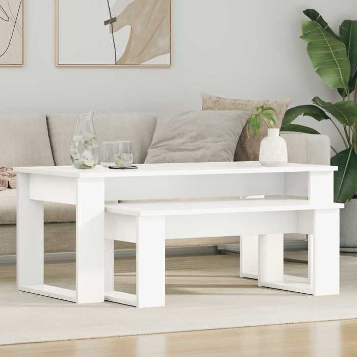 vidaXL Ensemble de tables basses 2 pc Blanc 100 x 50 x 42 cm 8000132