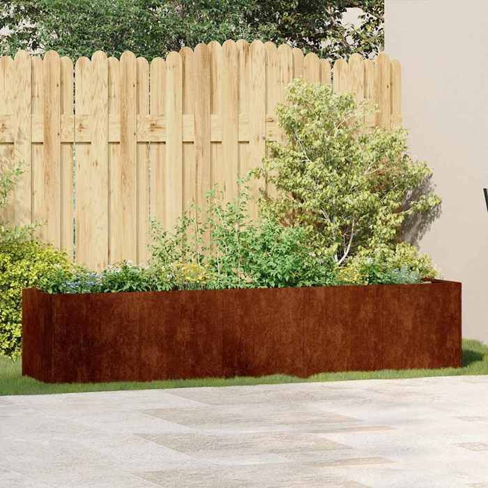 @EU(3927315)Jardinière rouillé - 200 x 40 x 40 cm - Rouillé - vidaXL - Acier inoxydable - avec drainagePots