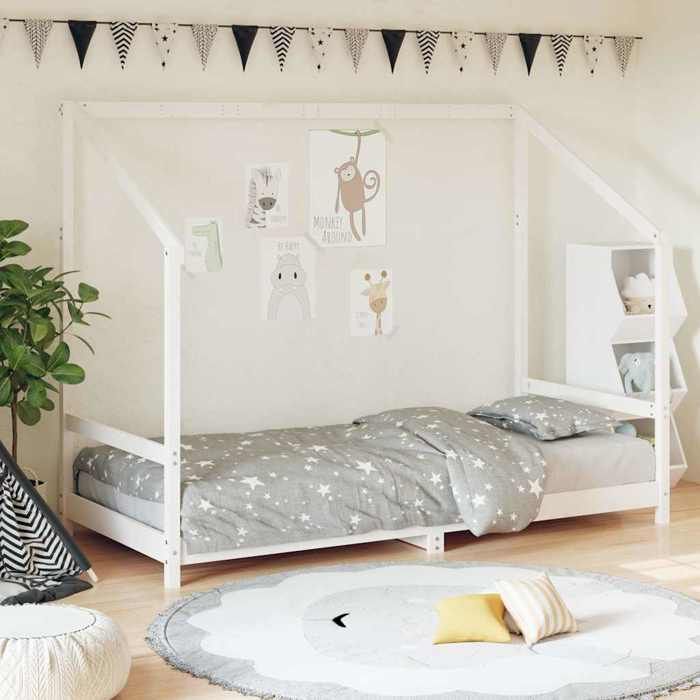 1 Parcel - MEUBLE - Cadre de lit pour enfants blanc 90x190 cm bois de pin massif_2 ans garantie_02_9431