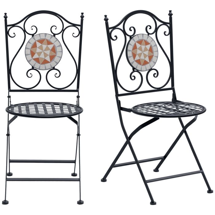 Chaise pliante jardin - MINIMAL - Lot de 2 - Métal & mosaïque - Charge 120 kg - Pliable Chaise pliante jardin - MINIMAL - Lot de 2 - Métal & mosaïque - Charge 120 kg - Pliable