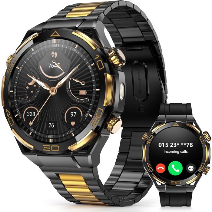 Montre Connectée Homme Style Business Luxueux Avec Incrustation En Or 14K Chatgpt Ai Gps Et Boussole Écran 1 43 Appels[WW744]