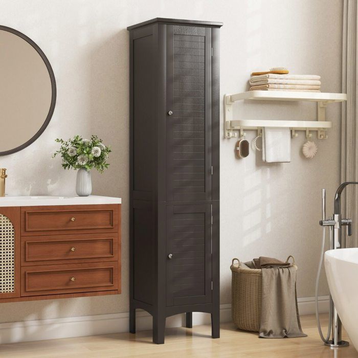 37 x 37 x 160 cm Armoire de salle de bain colonne de rangement 5 étagères pour salle de bain et buanderie