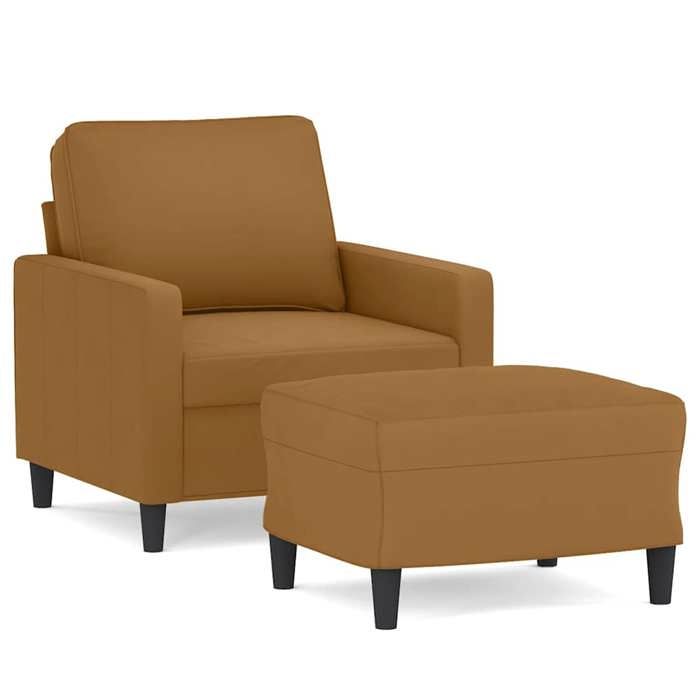 vidaXL Fauteuil avec repose-pied Marron 60 cm Velours Cadre robuste et stable &771