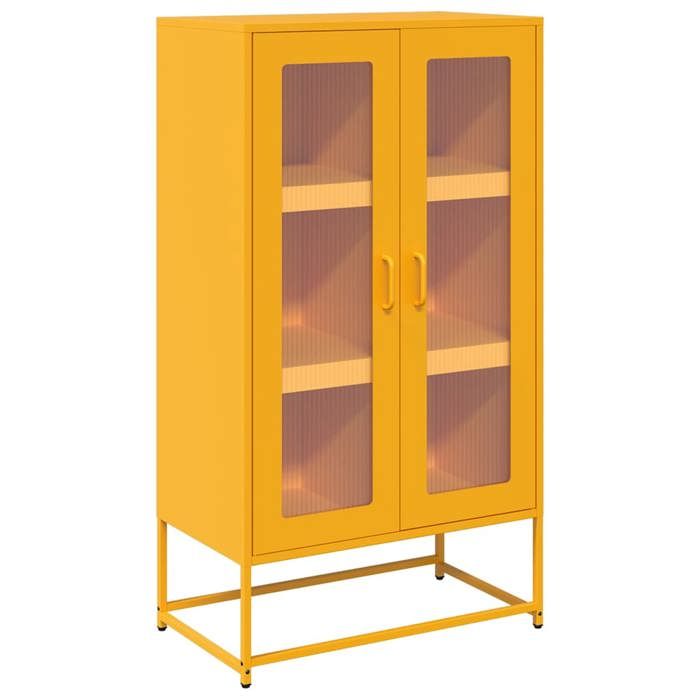 Acier Armoire haute élégant BUFFET RANGEMENT jaune moutarde 68x39x123 cm acier bb3211