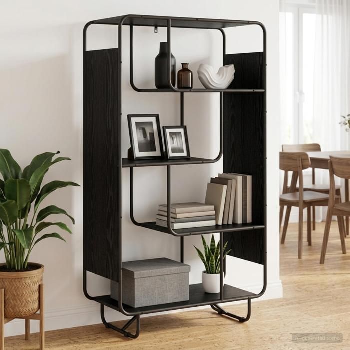ELORAN®Buffet haut - Chêne noir - 80x37 5x144 cm - Bois dingénierie - Armoire Vaisselier Moderne_00338507