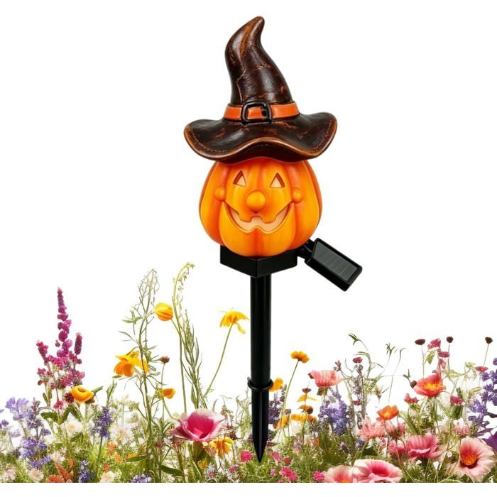 Lampes solaires citrouille étanches à piquer figurine dhorreur effrayante pour allée jardin pelouse parterres de fleurs.