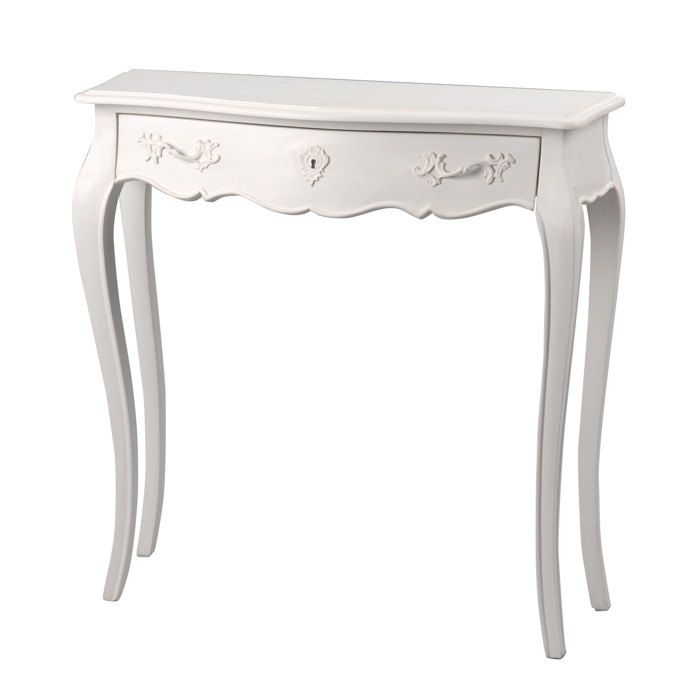 Console 1 tiroir 80 cm en bois blanc - CHARMY