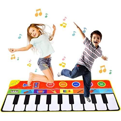 LEADSTAR Tapis De Piano Musical – 100x36 Cm, 8 Sons D'Instruments, 10 Chansons, Enregistrement – Jouet Éducatif 1-3 Ans, Piles AAA