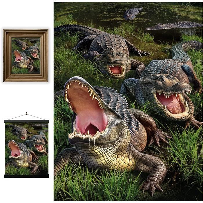 3D LiveLife Affiche Murales Lenticulaires Marais d'Alligators de Deluxebase. Poster 3D sans Cadre. Décoration Murale Parfaite. Oeuvre Originale sous Licence de l'ArtisteRenommé, Jerry LoFaro