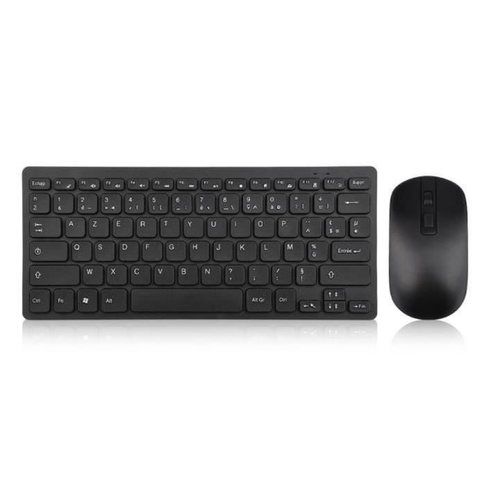 Ensemble clavier souris sans fil 2.4G – AZERTY – Noir – Windows