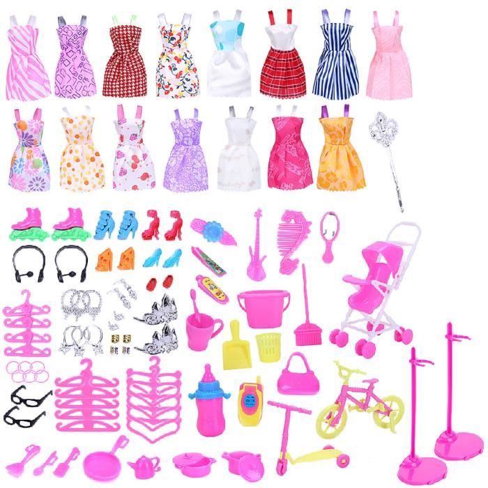 Lot de 70 vêtements et accessoires compatibles avec les poupées Barbie de  29,9 cm, y