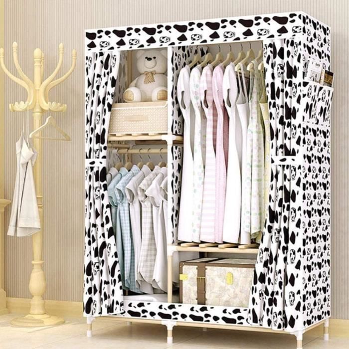 Armoires en Tissu Armoire Pliante Portable avec 6 étagères suspendues Rail pour Chambre à
