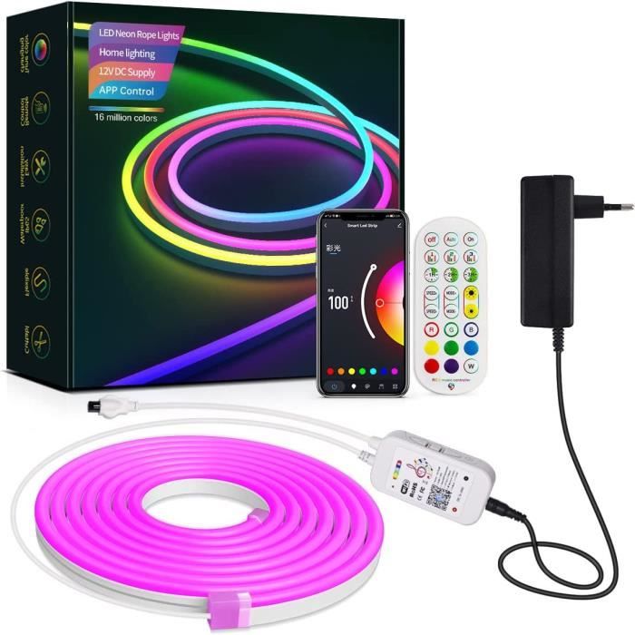 5M Néon Ruban LED, RGBIC Bande WiFi Intelligent Synchroniser la Musique  Multicolore Étanche IP67 pour Décoration Chambre (5M) - Cdiscount Maison
