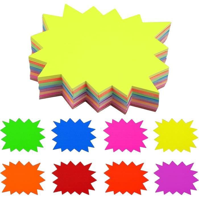 Pack De 120 étiquettes Prix Autocollantes - 8 Couleurs Fluo Pour Commerces Et Supermarchés - 16x12.4cm