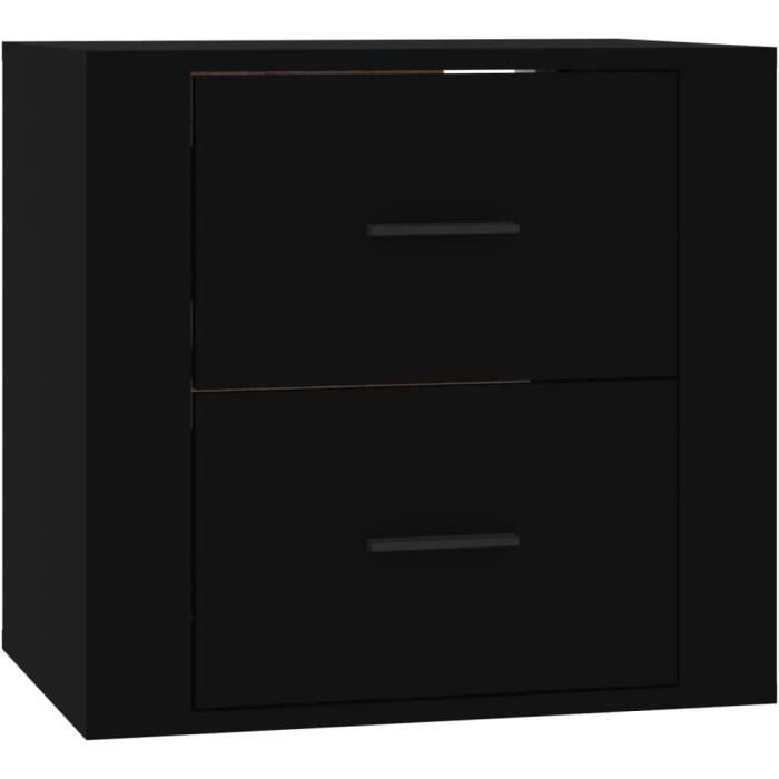 Lot de 2 tables de chevet étroites ANOUK 1 tiroir avec niche noir et bois ID MARKET